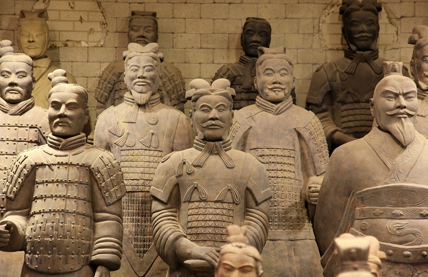 Terracotta Warriors in Xi’an, China, showing rows of ancient clay soldiers