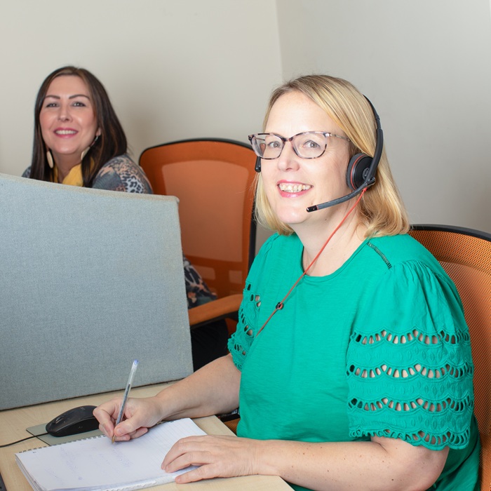 Hannah and Michelle Working eShores Office